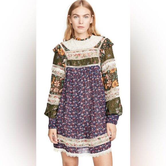 Farm Rio Mixed Liberty Mini Dress Medium - Picture 1 of 11